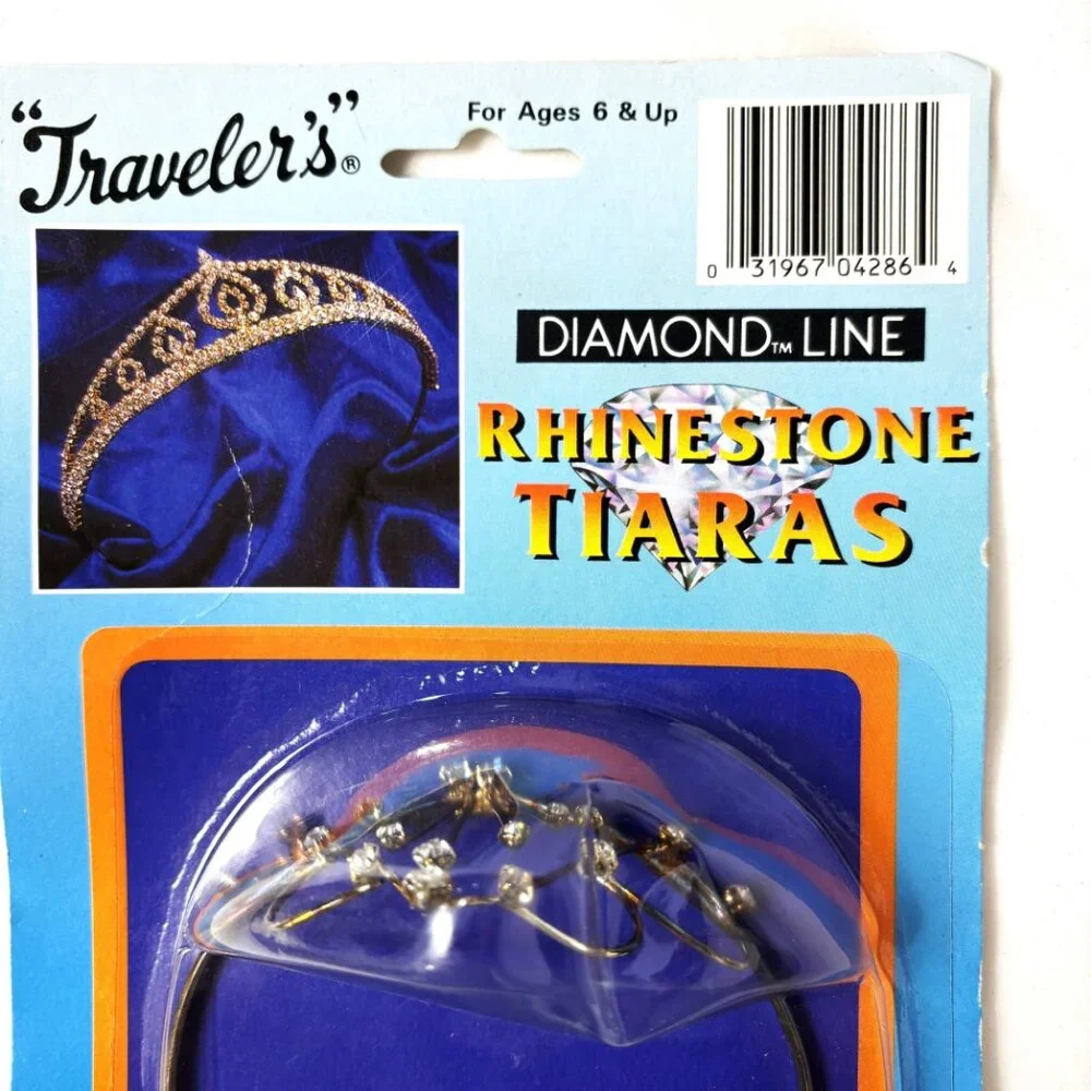 Vtg 90’s Rhinestone Dress Up Tiara on metal band
